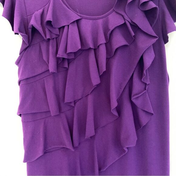 RALPH LAUREN Purple Ruffle Flutter Sleeve Knee Length Dress Size 16 - Picture 5 of 11